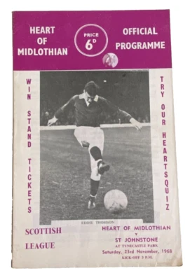 Heart of Midlothian  v  St Johnstone.  Football Programme 23/11/68 - Image 1 of 4