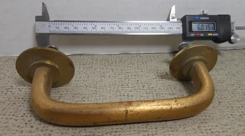 Solid Brass Door Pull Handle Antique Vintage 6” Heavy/ 1/4" Threaded Cover