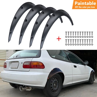 4X 4.5" Fender Flares Wheel Arches Extra Wide Body Kit For Honda Civic EG Hatch - Image 1 of 4