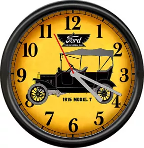 1915 Ford Model T Retro Vintage Auto Universal Car Black Gift Sign Wall Clock - Picture 1 of 1