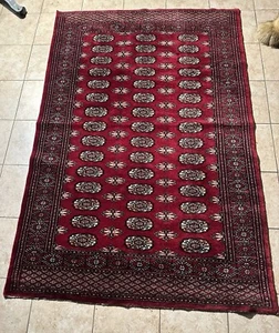 Vintage Red Bokhara Turkoman Handmade 75”x 50.2” All Over Design Rug - Picture 1 of 23