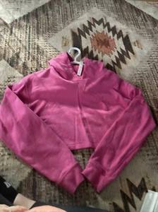 Lululemon Women's All Yours Cropped Hoodie Sonic Pink Athletic Yoga Sz 8 NWOT - Picture 1 of 2
