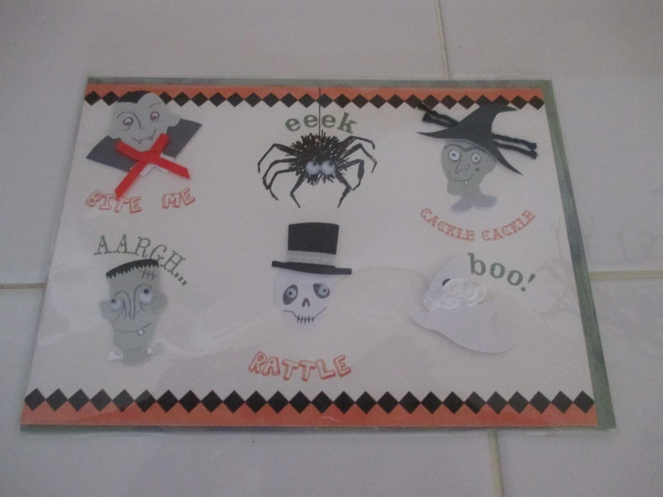 Meri Meri 3D Handmade Halloween Card - Dracula, Spiders, Witch, Ghost, Skeleton - Image 1 of 1