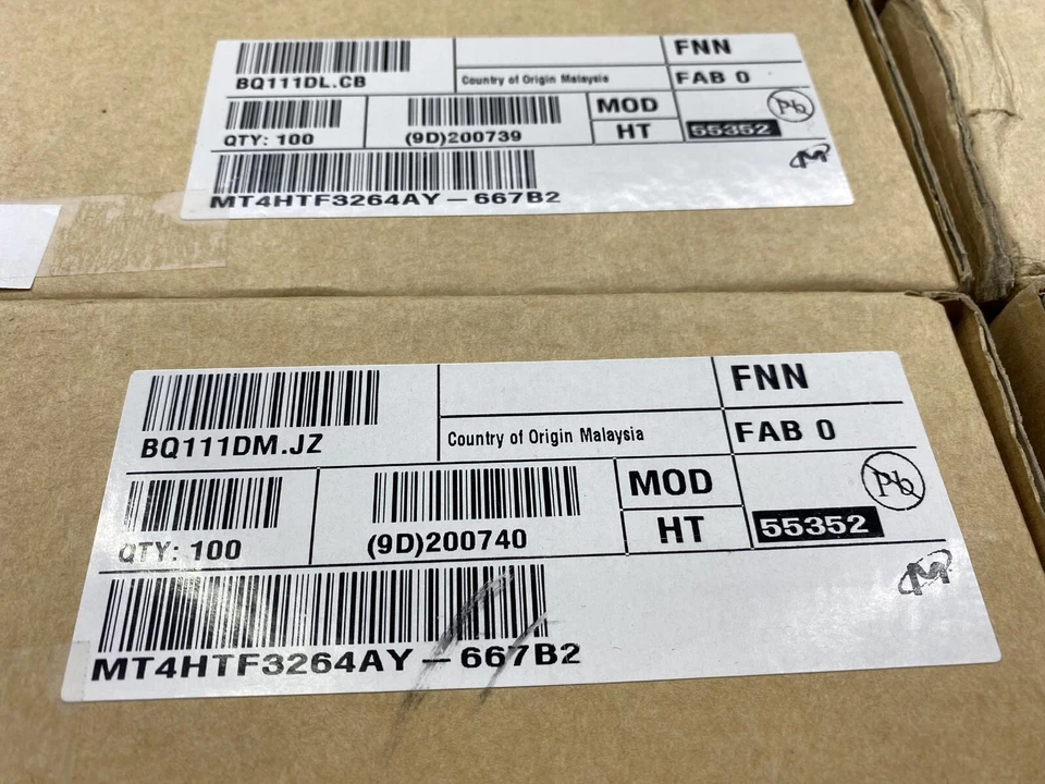 Box of 100 Micron MT4HTF3264AY-667B2 256MB Original -Contact us for quantity - Image 1 of 1
