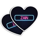 2X Heart Shape Vinyl Stickers Neon Sign Design Zain Name #352616