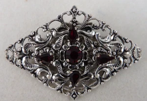 Neugablonz Dieter Knobloch: rombo broche de joyería tradicional con granadas (84220) - Imagen 1 de 3