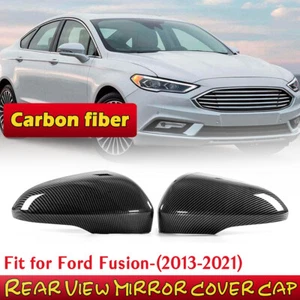 Carbon Fiber Door Side Rearview Mirror Cover Replace For Ford Fusion 2013-2021 - Foto 1 di 8