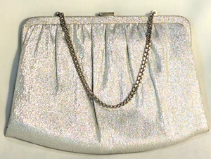 Vintage vintage Andes silver sparkle clutch evening bag purse with chain handle - Picture 1 of 12