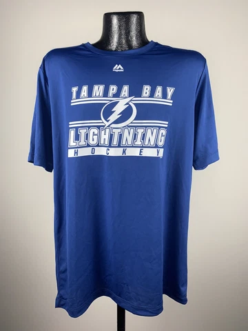 Men's Majestic Tampa Bay Lightning Blue Defenseman Performance Tee Shirt NWT XL Cover