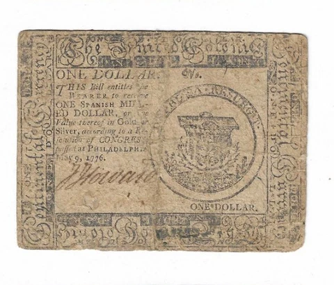 1776 $1 Continental Colonial Currency Hall Sellers One Dollar Philadelphia Cover