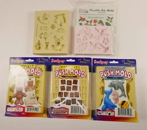 Vintage 2001 Sculpey Flexible Push Mold Range of 5 New - Picture 1 of 6