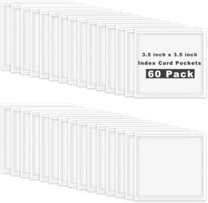 60 Pack Self Adhesive Label Holder, Clear Label Pockets Index Card Pockets Card - Picture 1 of 7