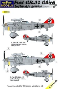 Calcomanías modelos LF 1/144 FIAT C.R. 32 CHIRRI IN LUFTWAFFE SERVICE - Imagen 1 de 3
