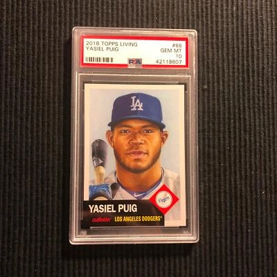 2018 TOPPS LIVING SET #66 YASIEL PUIG *PSA 10 GEM MINT*  LOS ANGELES DODGERS - Image 1 of 2