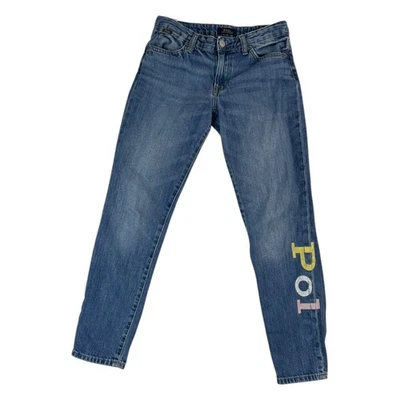 Polo Ralph Lauren Astor Slim Boyfriend Jeans Colorful Leg Logo Girls Size 14 - Image 1 of 4
