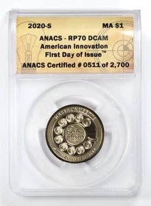 2020-S American Innovation Massachusetts Dollar ANACS RP70 - Picture 1 of 4