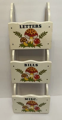 VTG Sears and Robucks Merry Mushroom letter holder Organizer MCM Wood READ - Image 1 of 4