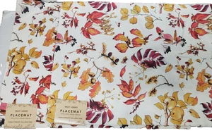 Set of 2 Same Printed Fabric Placemats (14" x 19") COLORFUL MULTI LEAVES, LP - Picture 1 of 15