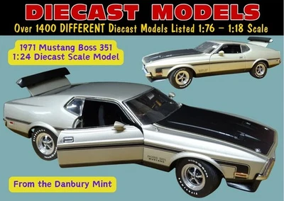 1971 FORD MUSTANG BOSS 351 BY DANBURY MINT; STUNNING HAND-MADE 1:24 SCALE MODEL - image 1 of 4