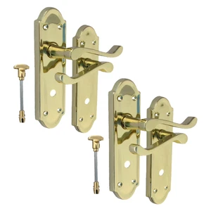 Brass Door Handles - Askworth Internal Door Handles with Bathroom Sash Lock - Picture 1 of 12