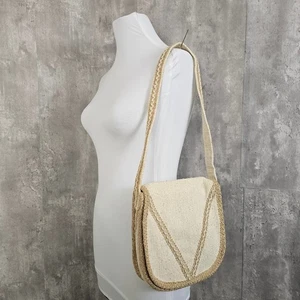 Carpetbags of America Woven Cream Tan Crossbody Shoulder Bag Boho Cottagecore - Picture 1 of 9