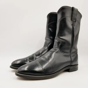 Vintage Justin Diamond J Herren 8 D Schwarz Roper Leder Western Cowboy Biker Stiefel - Bild 1 von 19