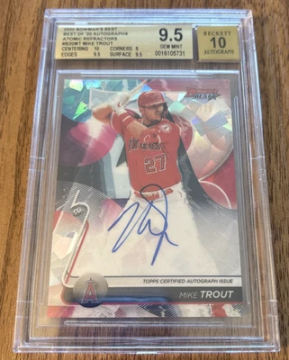 Mike Trout 2020 Bowman's Best Atomic Refractor Autograph 11/25 BGS 9.5 Auto 10 - Image 1 of 2