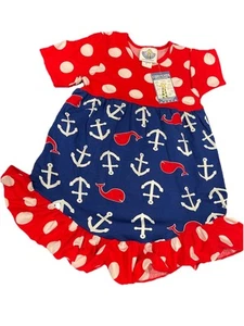 Corkys Little Girls Size 4 Red White And Blue Anchor Dress Nautical Patriotic - Picture 1 of 9