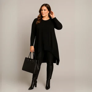 ROCKTHOSECURVES WOMENS Soft Knit Hanky Hem Jumper - Picture 1 of 16