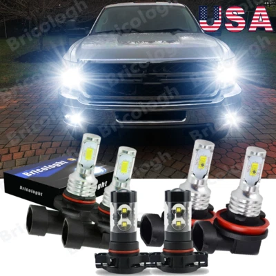 Faróis de LED brancos + kit de lâmpadas de neblina para Chevy Silverado 1500 2500 2007-2015 HD - Imagem 1 de 4