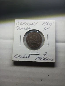Germany Republic 2 Pfennig 1950f XF Condition Bronze - Picture 1 of 2