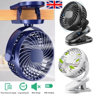 3 Speeds Mini Cooling Fan USB Rechargeable Clip On Desk Baby Stroller Portable - Picture 1 of 19