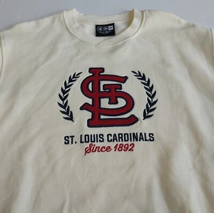 St Louis Cardinals Sweater Mens L New Era Cream Crewneck Pullover Sweatshirt MLB - Picture 1 of 9