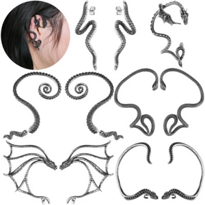 Vintage Punk Stainless Steel Ear Stud Dragon Snake Octopus Stud Earring Jewelry - Picture 1 of 21