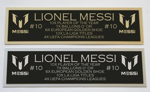 Lionel Messi nameplate for signed autographed soccer ball photo shirt Cover