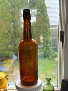 c.1880 San Francisco amber Western Whiskey bottle Old Gilt Edge crown west - Picture 1 of 5