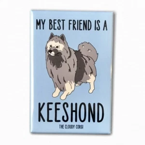 Keeshond Dog Magnet Handmade Best Friend Cartoon Pet Art Gifts and Home Decor - Picture 1 of 12