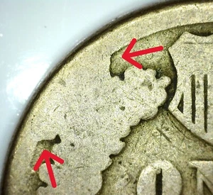 1863 Indian Head Cent With Cud Die Break Mint Error; G; No Reserve! - Picture 1 of 3