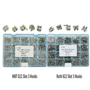 Juego de 50 soportes metálicos con marca láser de ortodoncia dental Roth MBT 022 3 con ganchos - Imagen 1 de 12
