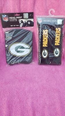 Подголовник Green Bay Packers 2 шт. набор и 2 шт. Комплект наплечных подушек ремня безопасности. - Изображение 1 из 3