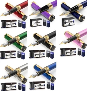 Dryden Designs Fountain Pen Fine Nib 12 Black & 12 Blue cartridges & Converter - Picture 1 of 12