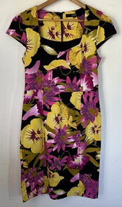 Star by Julien Macdonald Debehams Pencil Dress Bright Pink Yellow Floral Size 14 - Picture 1 of 6