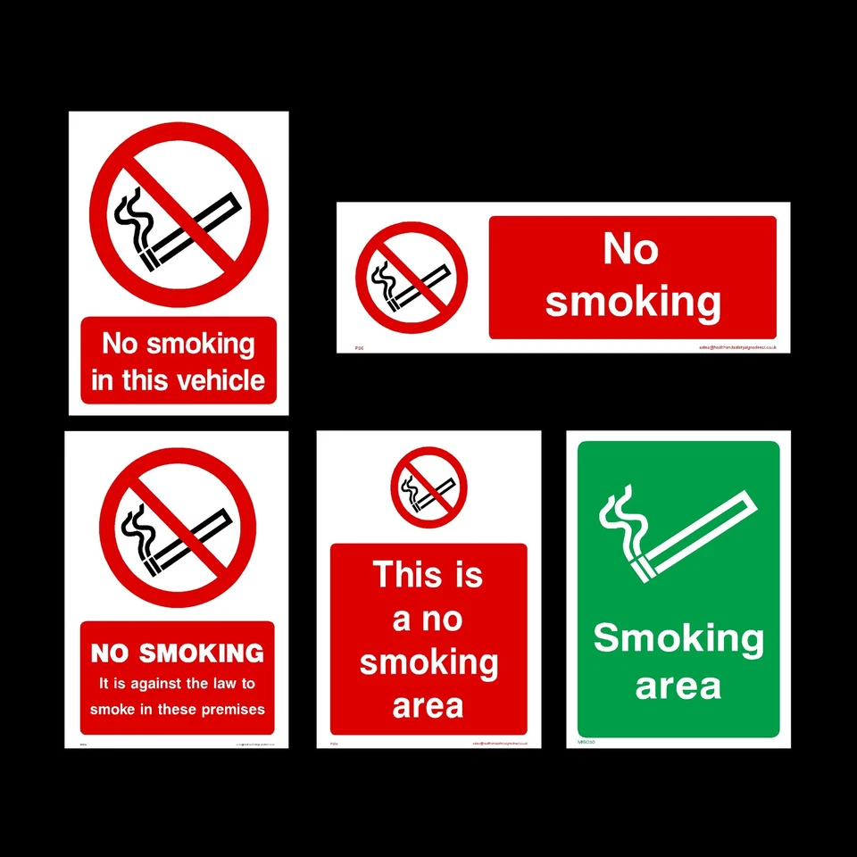 HEALTH&SAFETYDIRECT No Smoking / Designated Area Plastic Sign, Sticker - All Materials & Sizes
