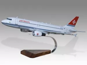 Airbus A320 Air Malta Desk Wood Airplane New Model Small Scale 1/130 - Picture 1 of 12