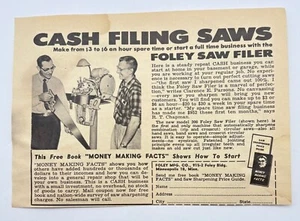 Foley Saw Filer Vintage Print Ad 60s Money Making Facts Foley Mfg Minneapolis MN - Bild 1 von 6