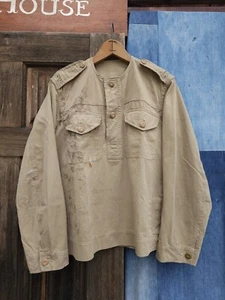 Vintage 1940s WW2 British Army Khaki Blouse Pullover Smock Cotton Men's Small - Picture 1 of 11