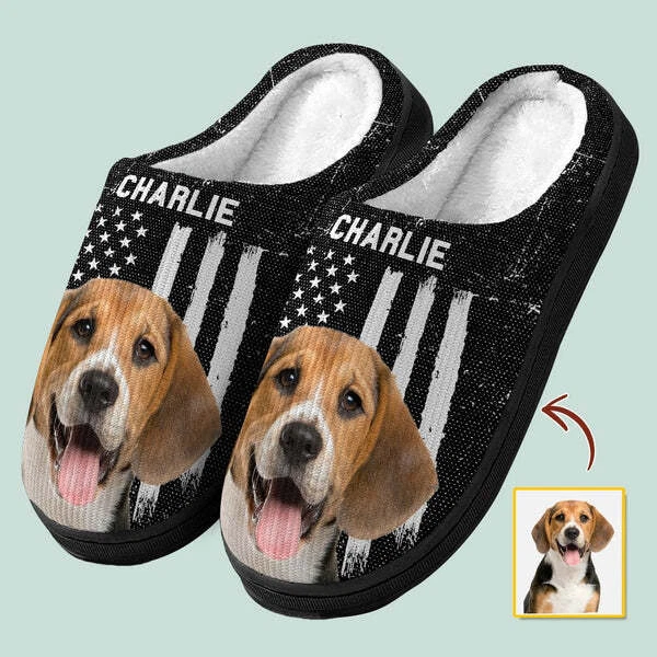 Zapatillas Personalizadas para Mascotas, Foto Personalizada Perro Gato Bandera de EE. UU. Zapatilla para Mascotas Foto 1 de 1