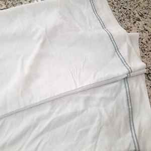 Hotel Collection Italian Percale Standard Pillowcase SET 2 white teal stripe - Picture 1 of 7