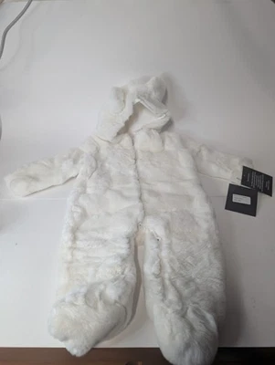 ADRIENNE LANDAU REAL RABBIT FUR HOODED Unisex Coat Jacket One Piece Suit 12m New - Image 1 of 4