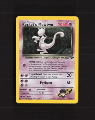 Rocket's Mewtwo 14/132 Gym Challenge Holo Rare SWIRL Pokemon Card DMG - Image 1 of 4